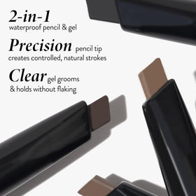 LAURA GELLER pencil and gel in hand scale to show compact travel-friendly size