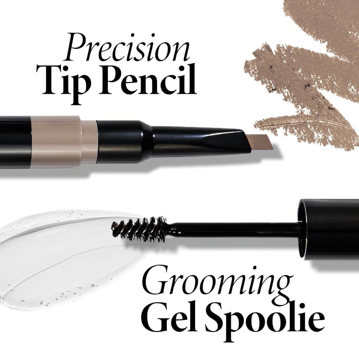 LAURA GELLER NEW YORK soft black swatches on skin showing buildable, natural color