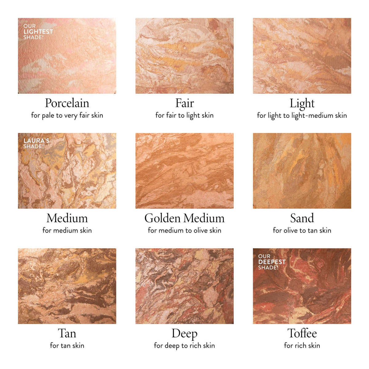 LAURA GELLER NEW YORK label close-up on Fair shade showing accurate shade identification benefit