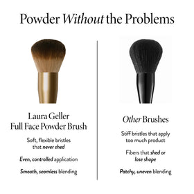 LAURA GELLER brush held in hand to show scale and easy everyday use