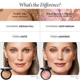 LAURA GELLER compact next to hand showing size and travel-friendly benefit