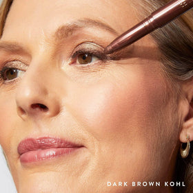 LAURA GELLER NEW YORK model wearing smoky bronze eye showing longwear impact benefit