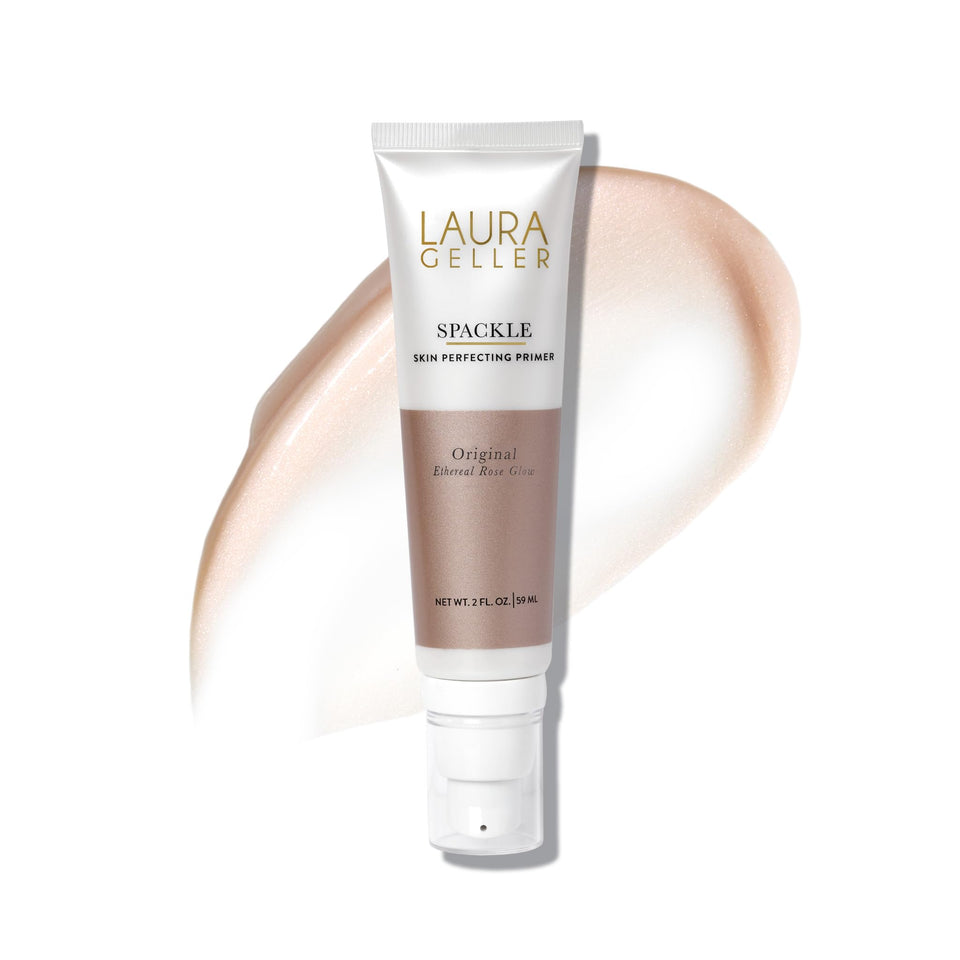 LAURA GELLER NEW YORK front bottle shot showing rose glow primer benefit even base