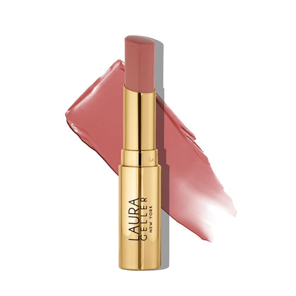 LAURA GELLER NEW YORK front stick view showing slim tinted balm and immediate color