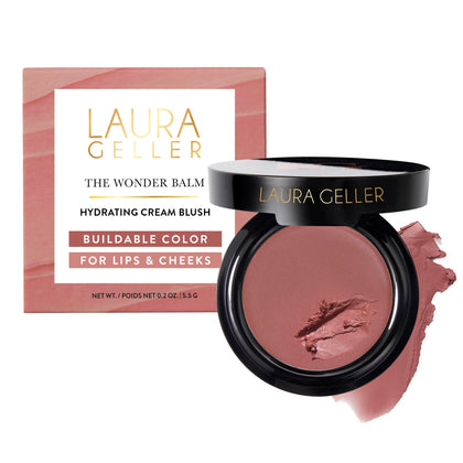 LAURA GELLER NEW YORK front pan showing rosy refresh shade and compact design benefit hydration