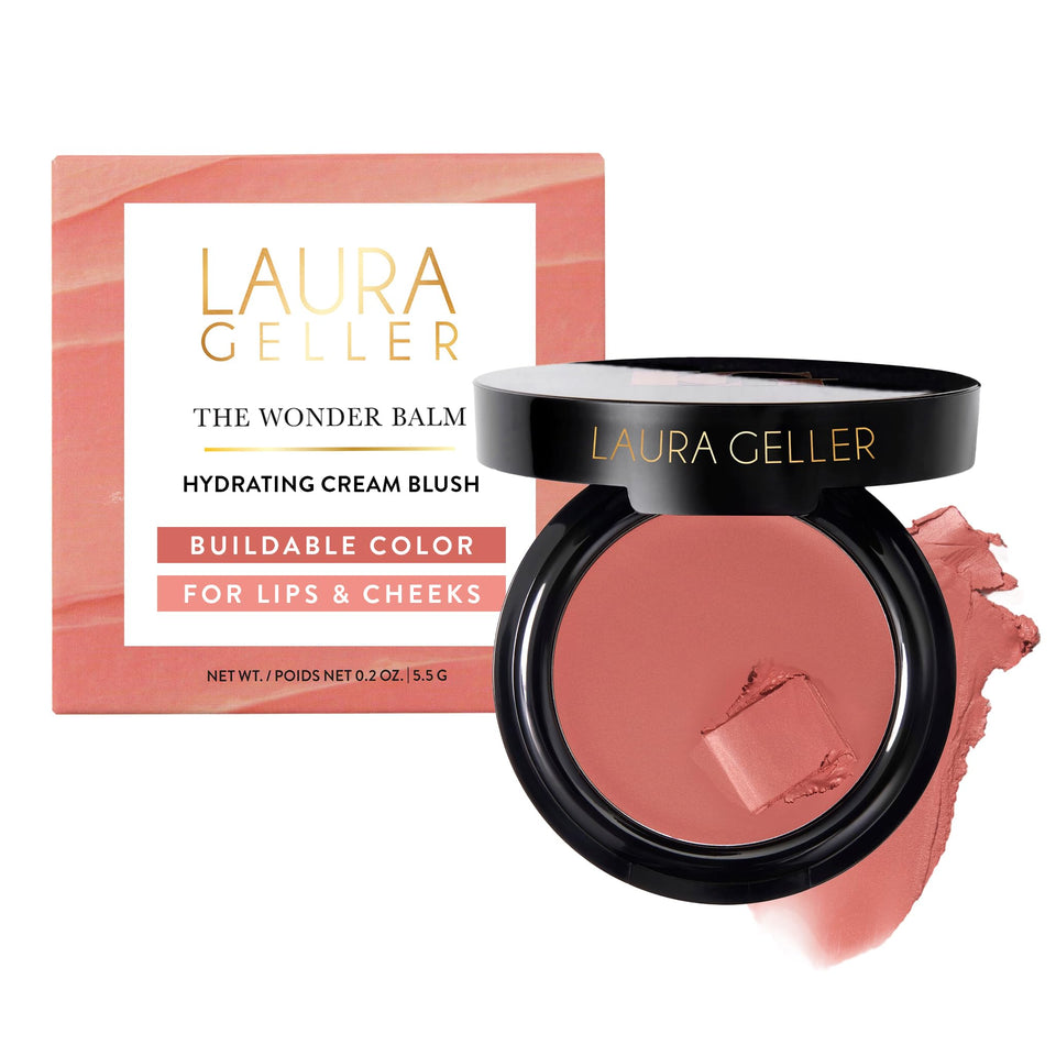 LAURA GELLER product front pan showing blush shade and compact benefits