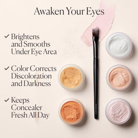 Laura Mercier powder applied with brush demonstrating targeted application and even set benefit