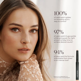 Laura Mercier scale image of Cobblestone next to fingernail showing travel-friendly size benefit
