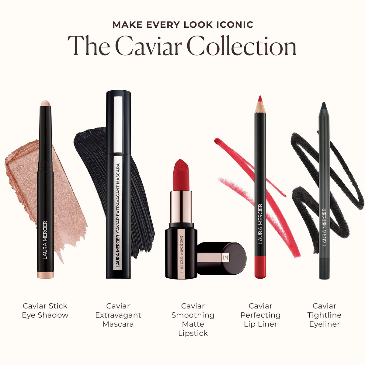 Laura Mercier stick next to lipstick showing compact size and travel convenience