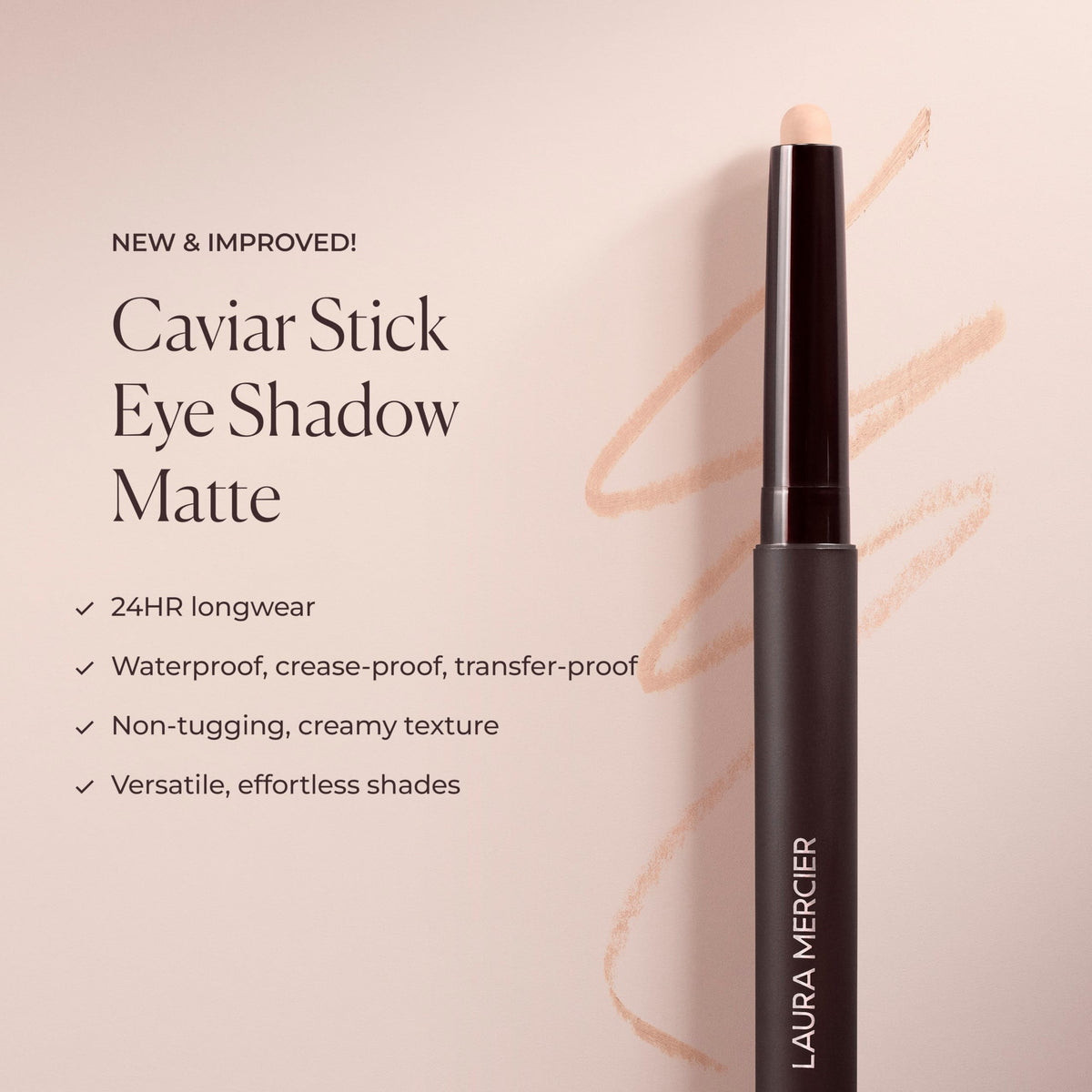 Laura Mercier swatch on arm showing true-to-tone color payoff benefit