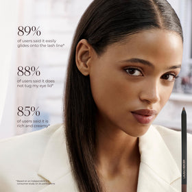 Laura Mercier lining lashline in use showing seamless application and fuller lash appearance benefit