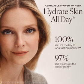 Laura Mercier makeup bag lifestyle shot emphasizing on-the-go shine control