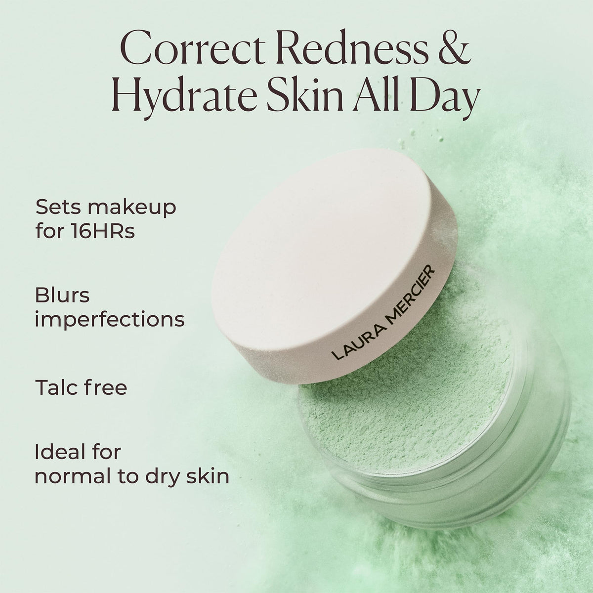 Laura Mercier mini in hand showing travel-ready size and portable convenience