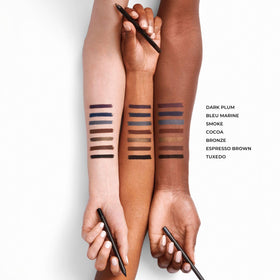 Laura Mercier applied on waterline illustrating waterproof hold and natural definition benefit