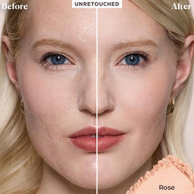 Laura Mercier open jar close-up of ultra-fine powder texture, blurs imperfections