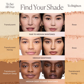 Laura Mercier shade comparison swatches showing four options for diverse tones
