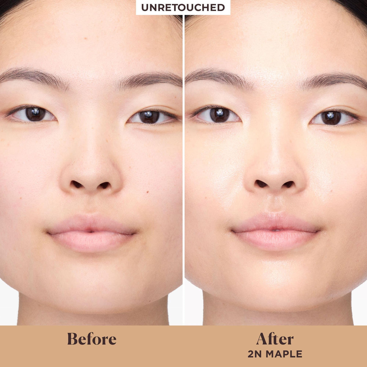 Laura Mercier swiped on skin close-up demonstrating buildable coverage benefit