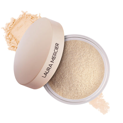 Laura Mercier jar front view showing sleek packaging and long-wear finish