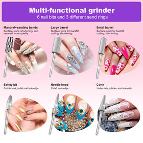 LAVAED electric nail drill in use during a manicure demonstrating steady filing benefit