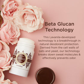 LAVANILA label close-up listing Beta Glucan and clean ingredient benefits