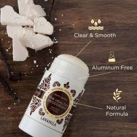 LAVANILA close-up of deodorant texture highlighting smooth, clear application