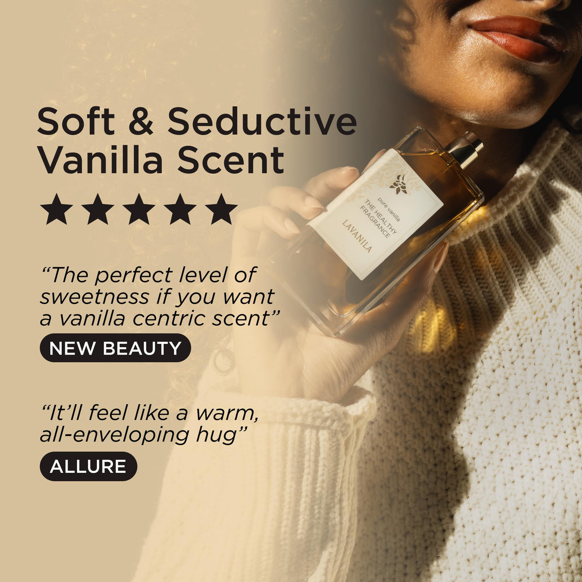 LAVANILA perfume texture on skin showing smooth finish and skin-friendly benefit