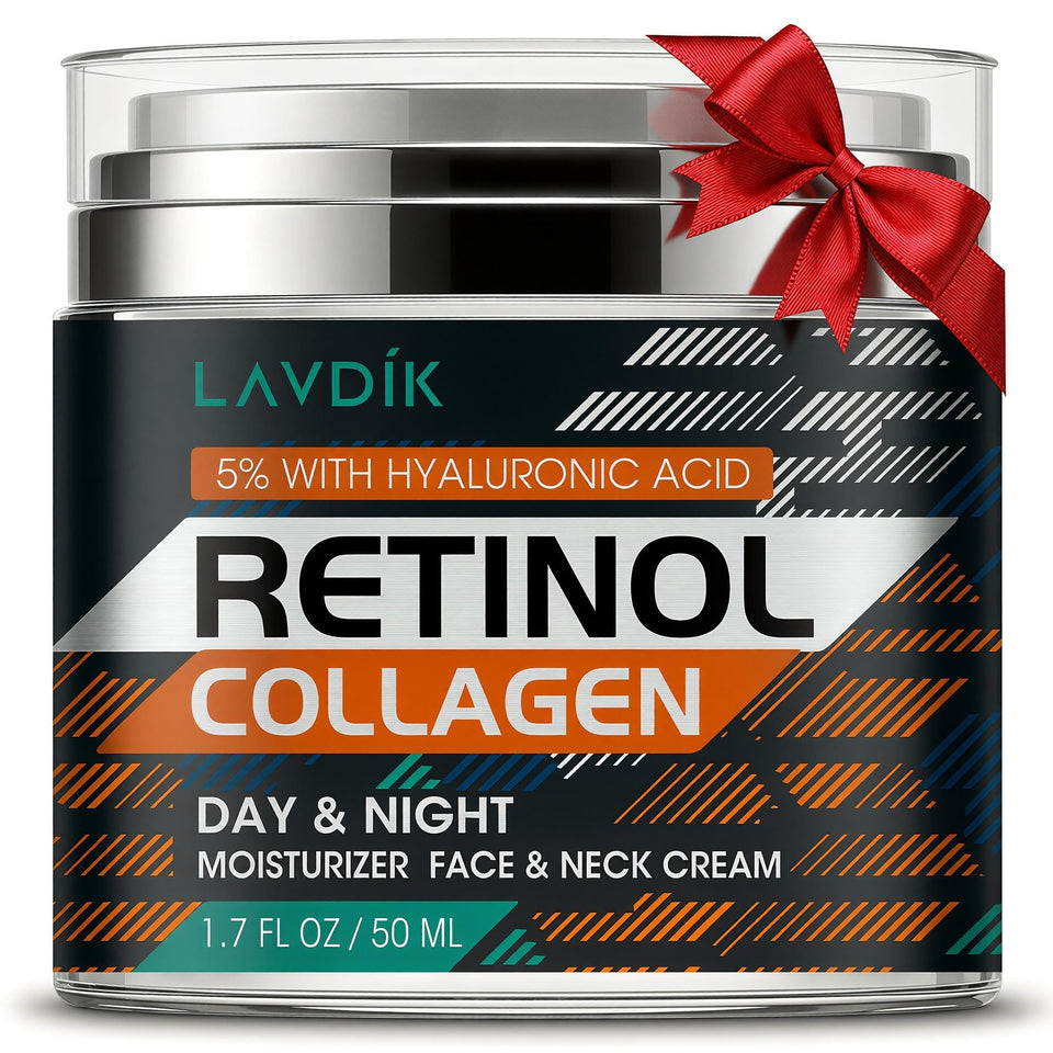 LAVDIK front packaging showing retinol cream and clear benefits