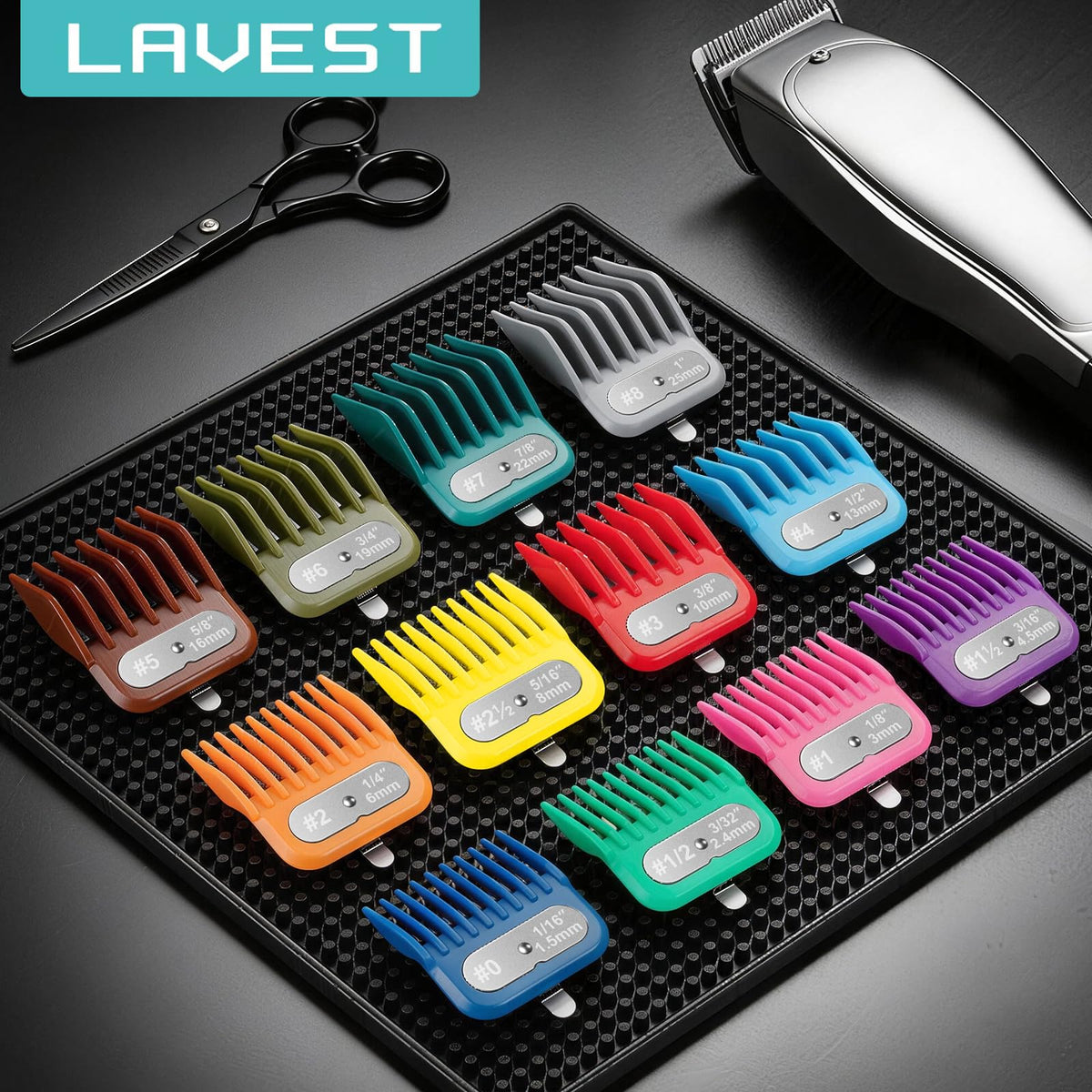 LAVEST length comparison next to ruler showing 1/16" to 1" range accuracy