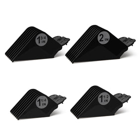 LAVEST front view of four black guard combs showing clean durable design and fit