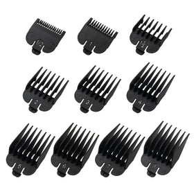 LAVEST front view of ten black clipper guards showing organized packaging and convenience