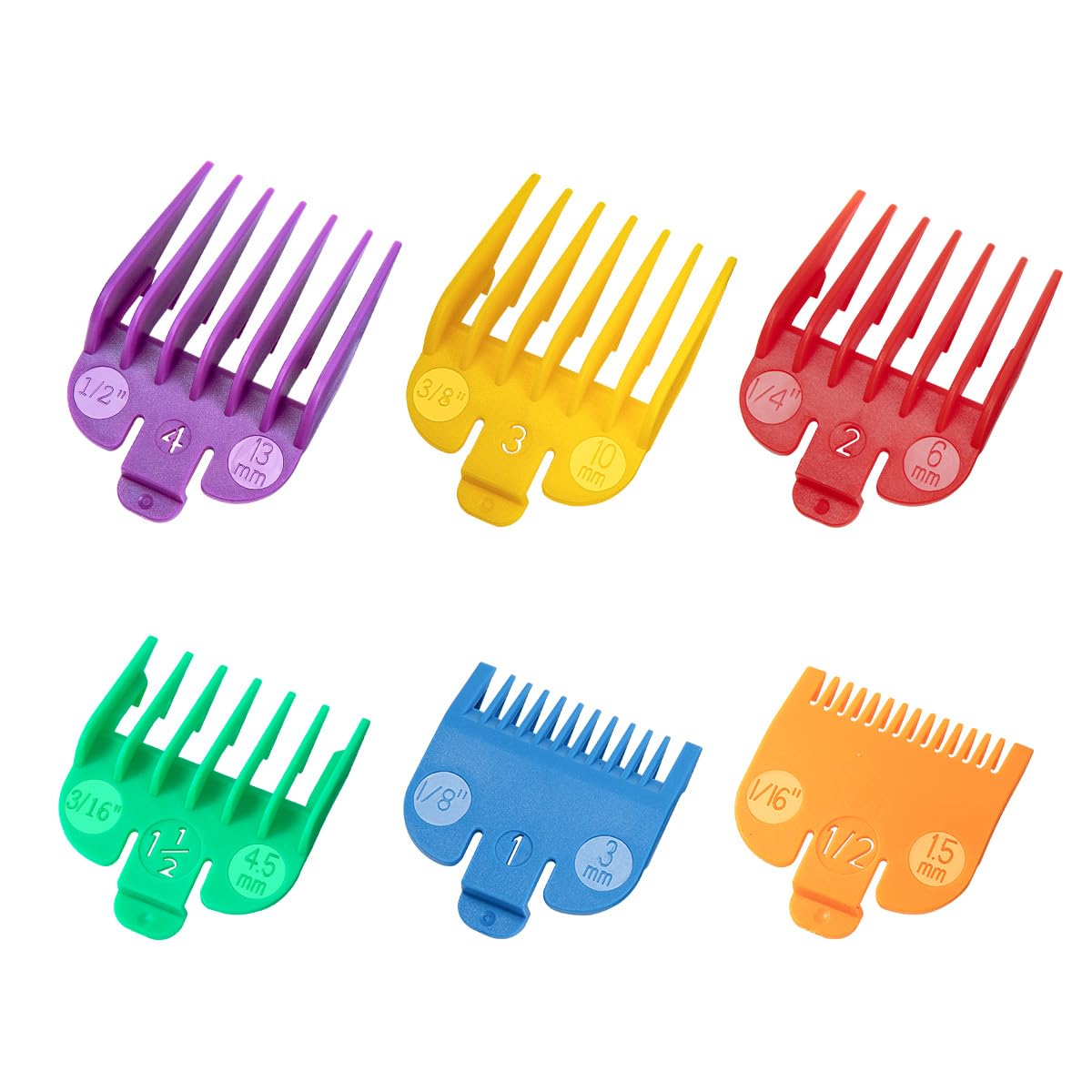 LAVEST front view of six-piece guard set showing colors and compact packaging for easy buying