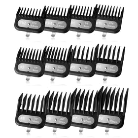 LAVEST front view of 12-piece guard set showing all length options and benefit of variety