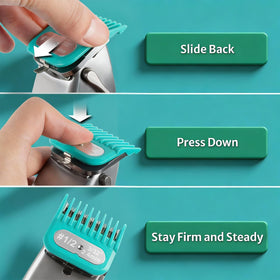 LAVEST guard attached to Andis clipper demonstrating secure fit and stability