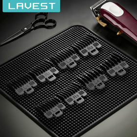 LAVEST guard held in hand for scale comparison to illustrate compact, easy-to-handle size