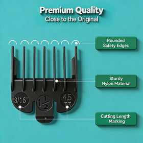LAVEST guards beside ruler showing 1/16" to 1/2" range for exact length selection benefit