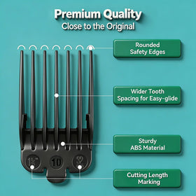 LAVEST guards next to ruler showing measurements to confirm 45mm x 38mm blade fit