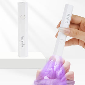 Lavinda handheld UV lamp front view showing compact portable design and fast curing benefit