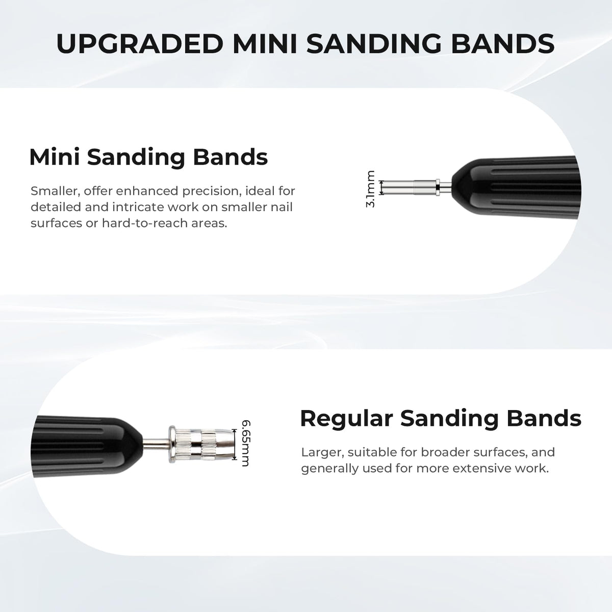 Lavinda bands beside ruler showing 3.1mm fit and size clarity