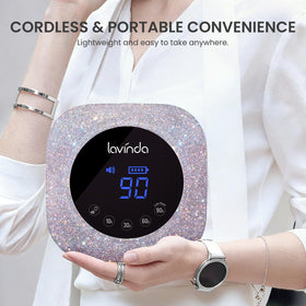 Lavinda size comparison with hand to show scale and comfortable fit