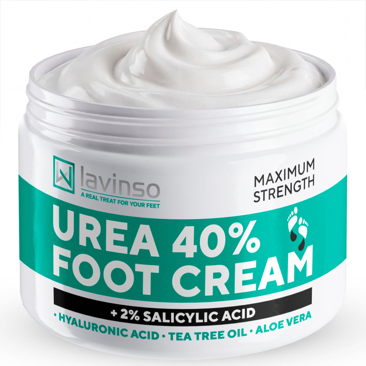 lavinso front packaging showing product and benefit of intense foot hydration
