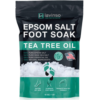 Lavinso front packaging showing 1 lb foot soak for refreshing feet