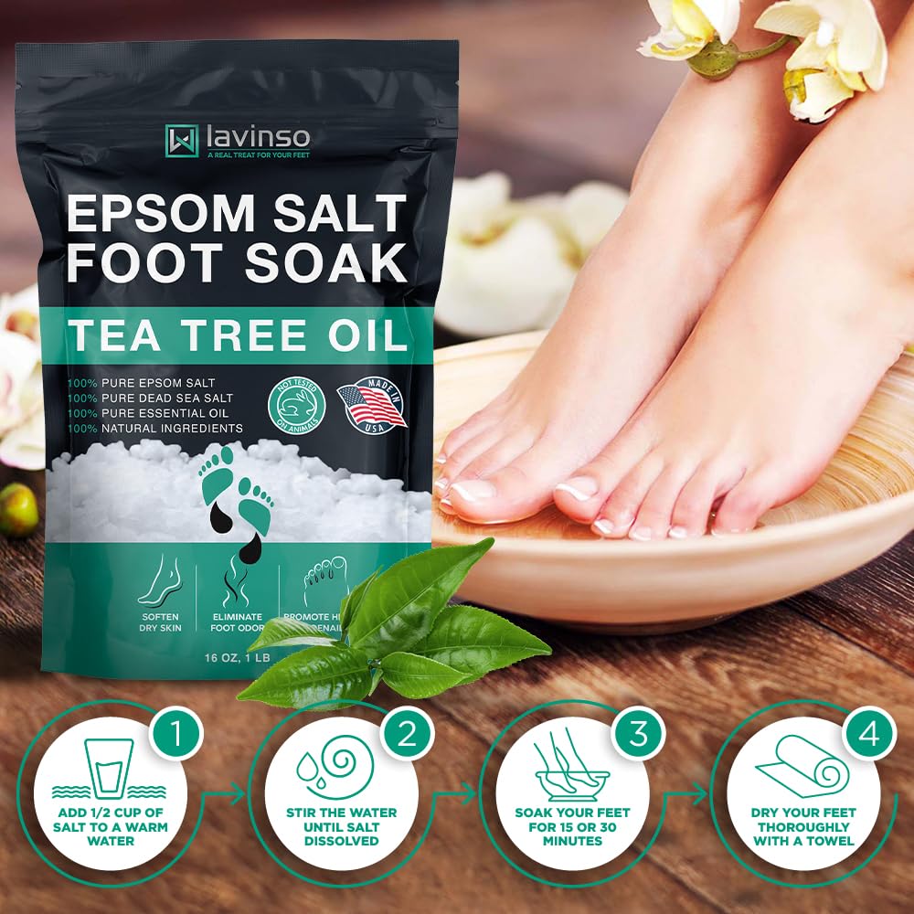 Lavinso scoop measuring salts to prepare an easy foot soak