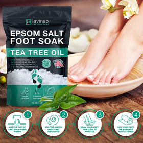 Lavinso scoop measuring salts to prepare an easy foot soak