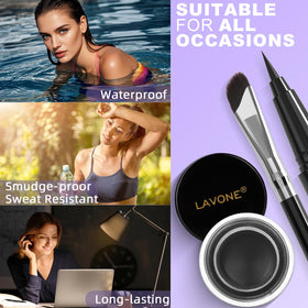 LAVONE applying winged liner in use for sharp, smudge-resistant finish