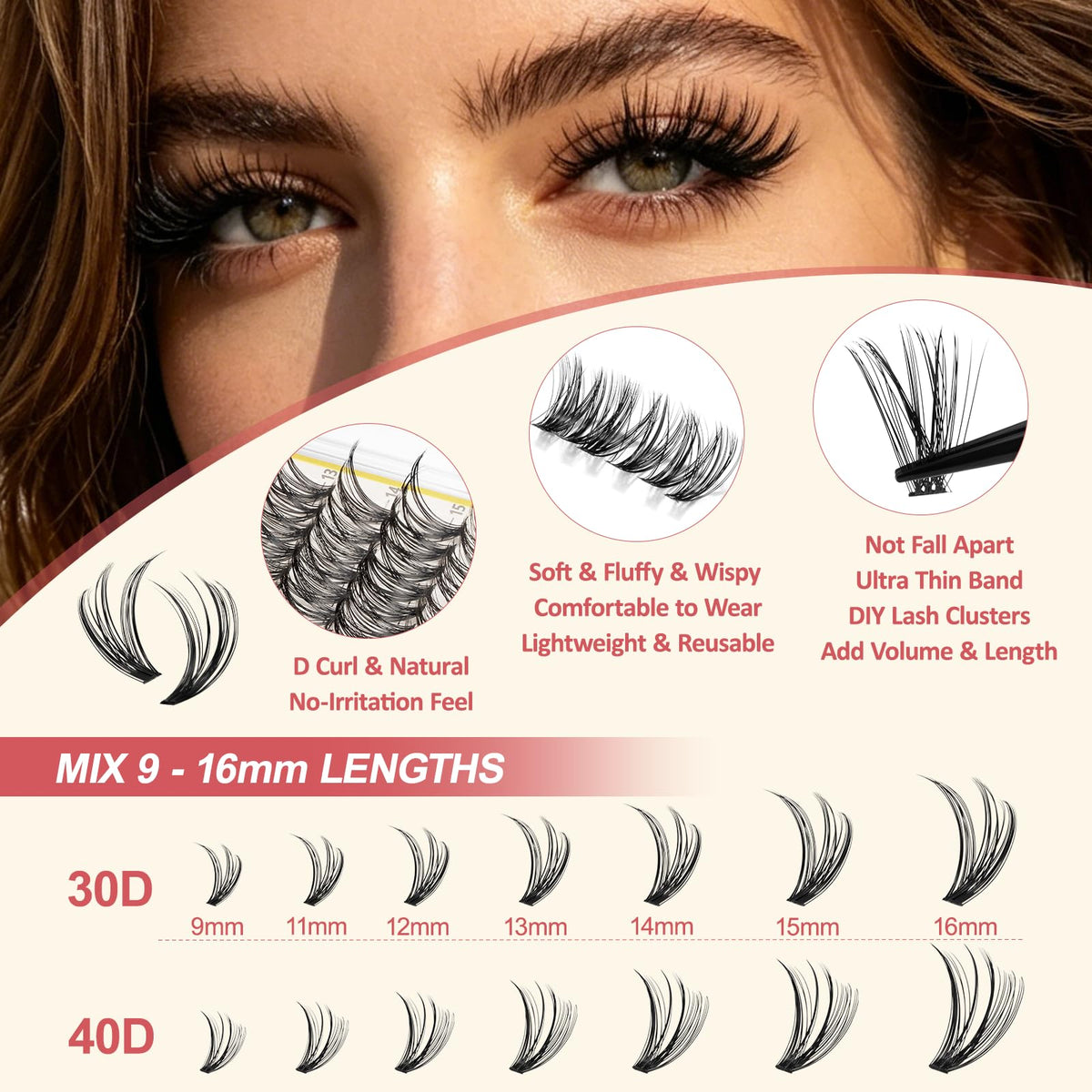 LAVONE spread of mixed lengths and 30D/40D densities for styling