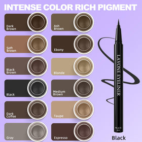 LAVONE liquid eyeliner pencil tip closeup offering precise wing control