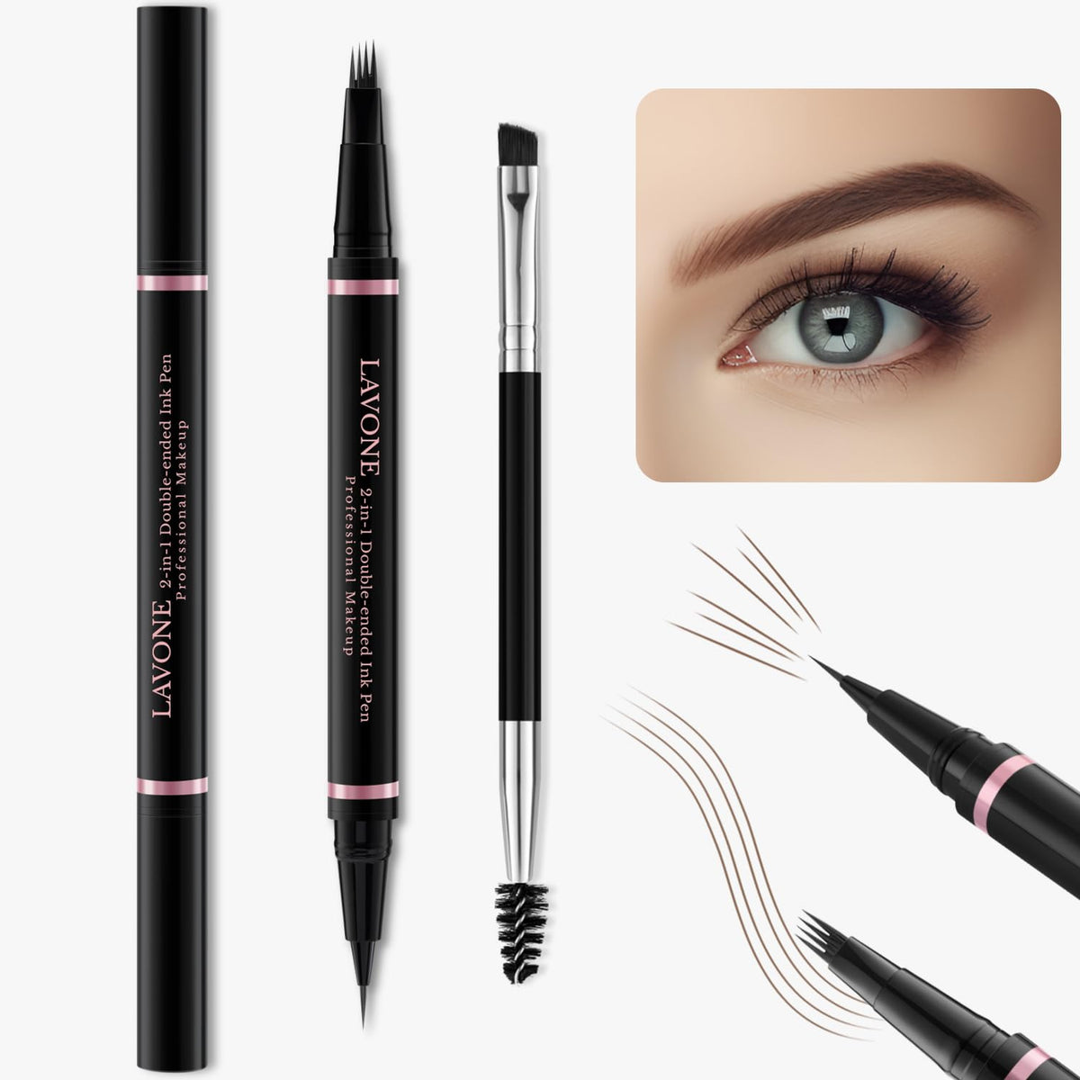 LAVONE microblade pen tip closeup creates hairlike strokes for realism