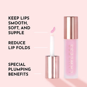 Lawless applied on lips displaying fuller-looking, hydrated lips with shine