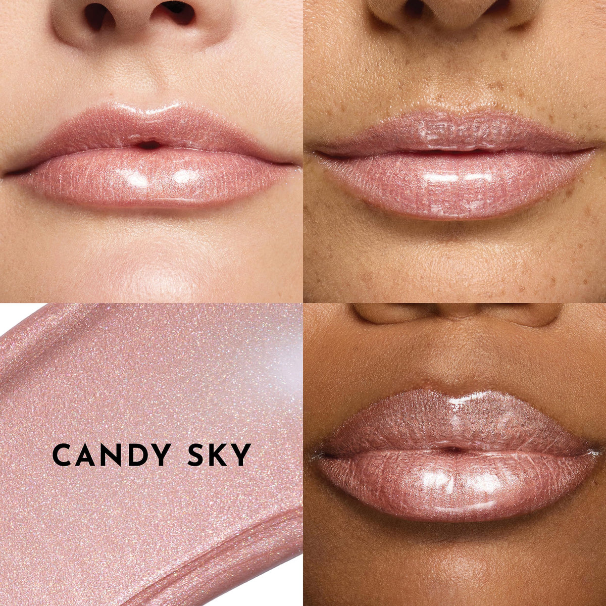 Lawless Candy Sky applied on lips in lifestyle shot showing plump, shiny finish