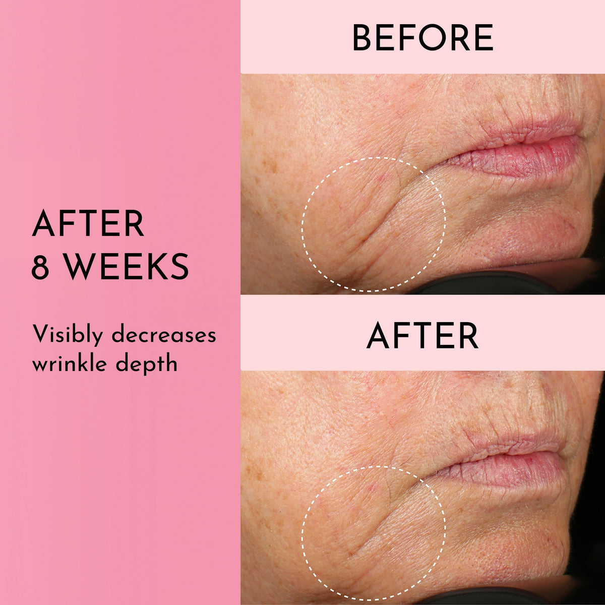 Lawless swatch before and after smoothing showing visible texture improvement benefit